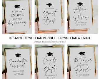 Graduation Party Table Signs Bundle INSTANT DOWNLOAD Printable Graduation Signs Decor High School College Graduation Party Buffet Sign 2026