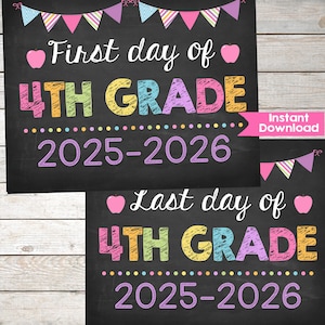 4th Grade First & Last Day Sign: Chalkboard Photo Prop (Digital Download)