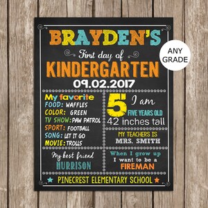 First Day of School Sign  ANY GRADE , Back to School Sign Chalkboard,Photo Prop Digital Printable