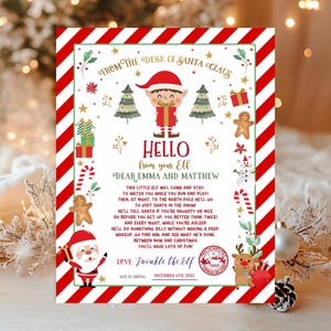 EDITABLE Hola de tu elfo Carta de primera llegada del elfo de Santa Claus Carta de bienvenida al elfo navideño Estoy de regreso Polo Norte IMPRIMIBLE DESCARGAR
