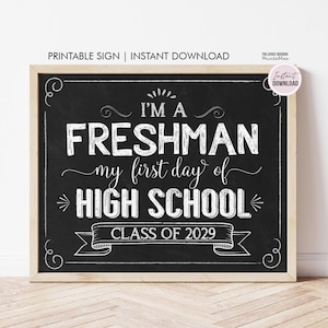First Day of 9th Grade Sign, First day of Freshman Year Sign, Class of 2028, INSTANT DOWNLOAD High School Back to School Sign Printable