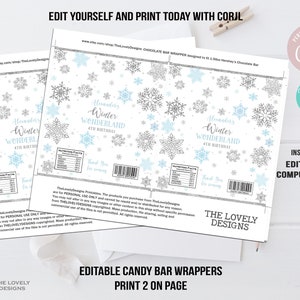 EDITABLE Winter Wonderland Candy Bar Wrapper Winter Birthday Party ...