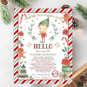 Carta de primera llegada de elfo EDITABLE Carta de primer elfo Carta de regreso del elfo Fiesta de Navidad de Santa Claus Elfo estoy de regreso DESCARGAR IMPRIMIBLE