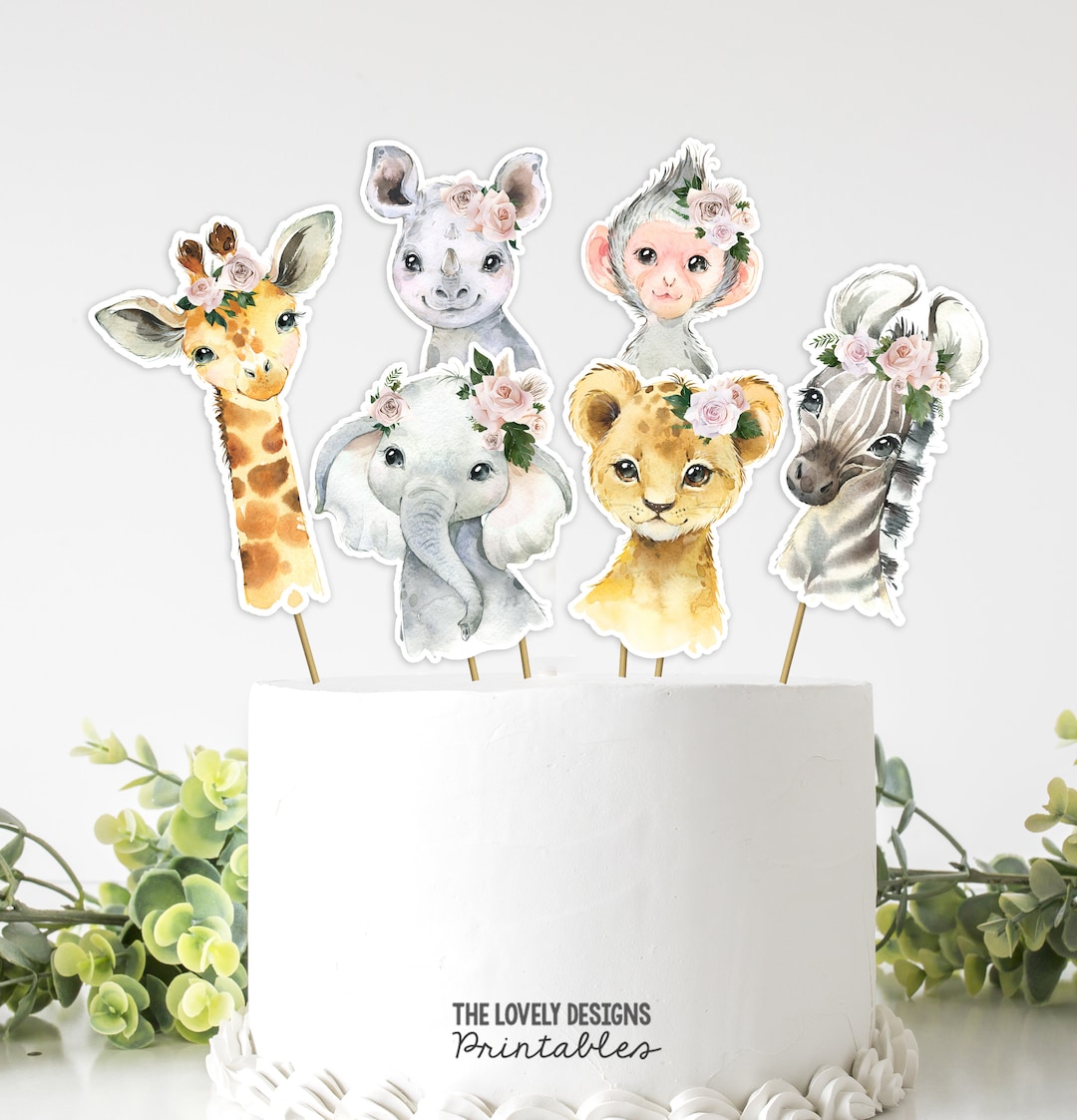 Jungle Cake Toppers Pampas Grass Boho Jungle Girl Birthday Pink Jungle ...