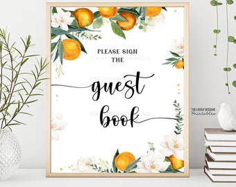 Orange Guest Book Sign Printable Little Cutie Baby Shower Orange Table Decor Clementine Citrus A Little Cutie is on the Way INSTANT DOWNLOAD