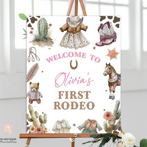 Cowgirl Birthday Welcome Sign: Pink Rodeo Party Decor (Digital Download)