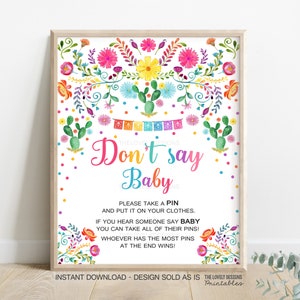 Fiesta Don&#39;t Say Baby Sign: Mexican Baby Shower Game (Digital Download)
