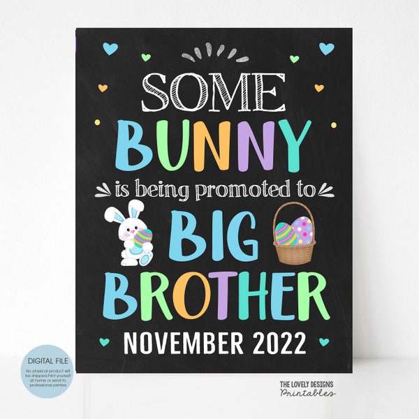 Easter Big Brother Pregnancy Announcement, Easter Eggs Some bunny promoted to Big Brother sign Printable, Pregnancy Reveal Some Bunny Baby