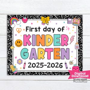 Erster Tag des Kindergarten Zeichens druckbare Zurück zu Schule Schild Foto Requisite Erster Tag des Schul Kindergarten Zeichens Sofort Download