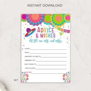 Fiesta advies en wensen kaart voor de nieuwe heer en mevrouw bruids douche advies Fiesta bruiloft advies Nacho gemiddelde afdrukbare INSTANT DOWNLOAD