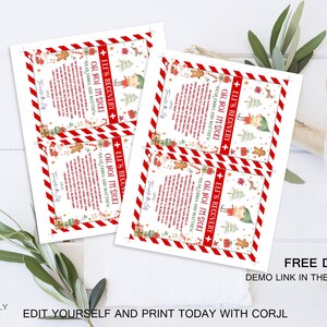 Editable Elf Recovery Letter Elf Touched Elf Lost Magic Red Elf Boy I'm ...