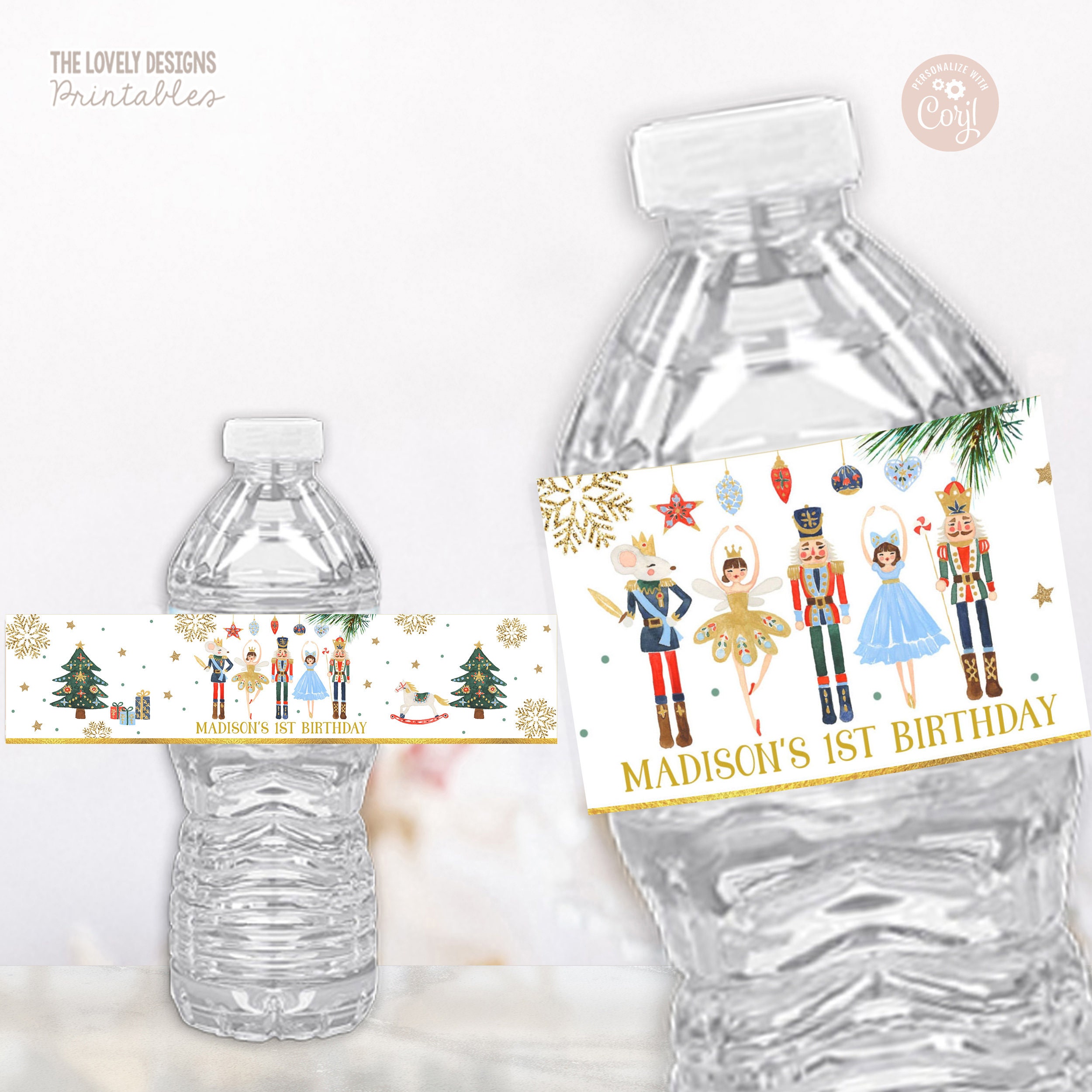 Vnurnrn Christmas Nutcracker Personalized Transparent Sports Water Bottle  with Straw Leakproof Tritan Water Bottle for Fitness Gym Running 32 oz BPA