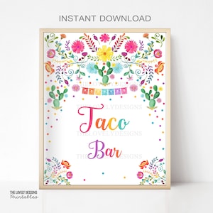 Enseigne Fiesta Taco Bar : décoration de fête mexicaine cactus (téléchargement numérique)