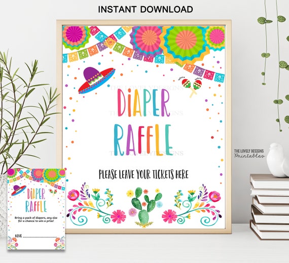 Fiesta Diaper Raffle Sign and Tickets Fiesta Baby Shower - Etsy