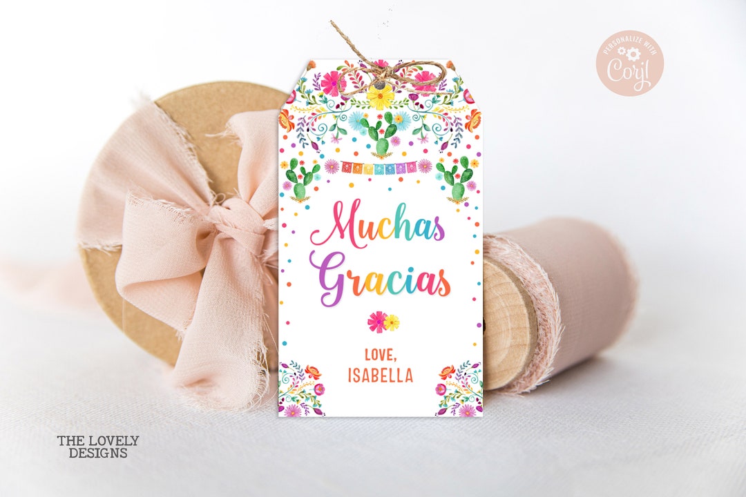 EDITABLE Fiesta Muchas Gracias Favor Tag Fiesta Birthday Party Gift ...
