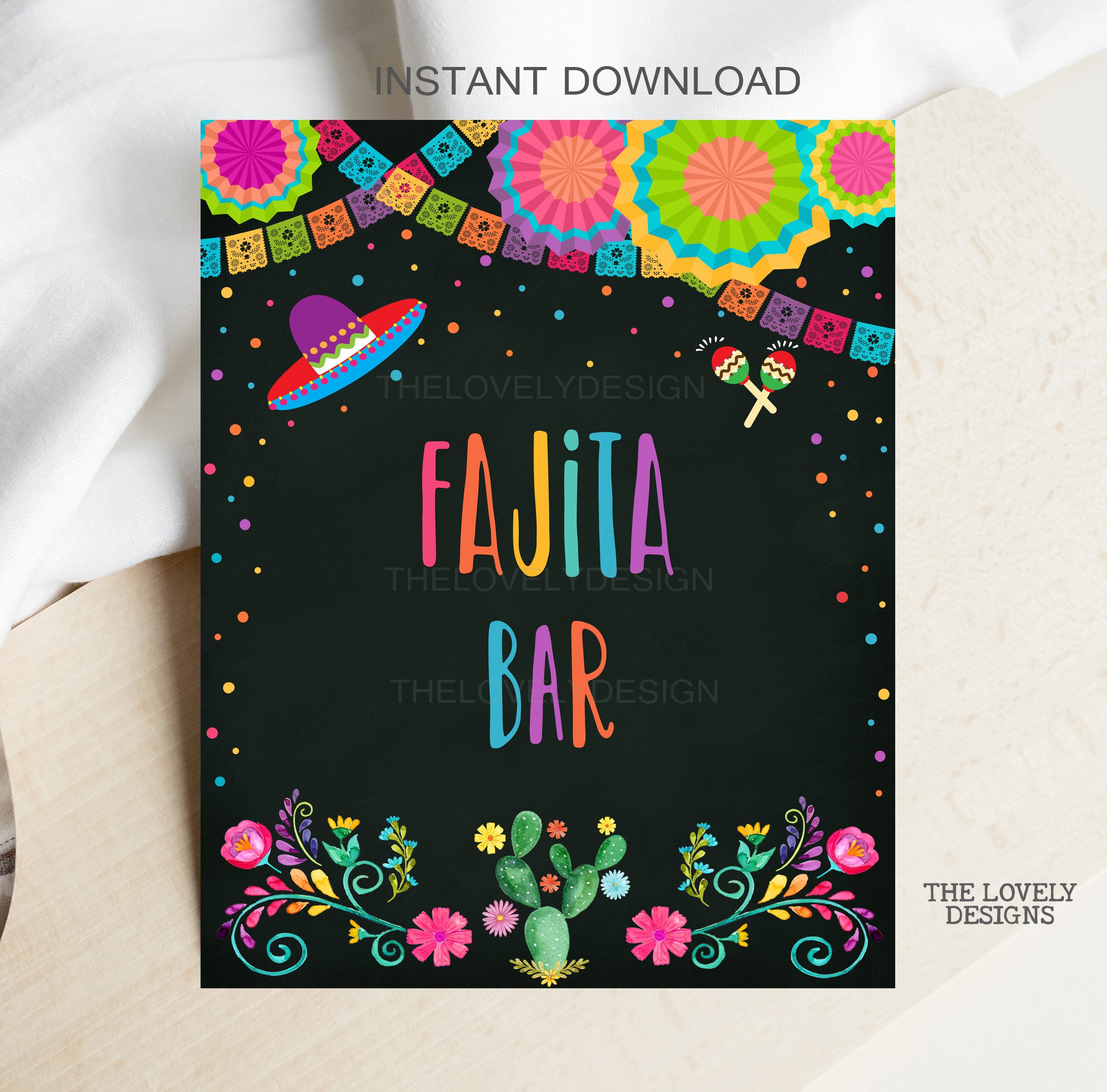 Fiesta Fajita Bar Sign Fiesta Birthday Chalkboard Sign Mexican Etsy