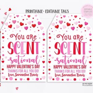 Eres un aroma sensacional Etiqueta del día de San Valentín Vela del personal Aceites esenciales Popurrí Agradecimiento Maestro PTO Gracias Descargar imprimible