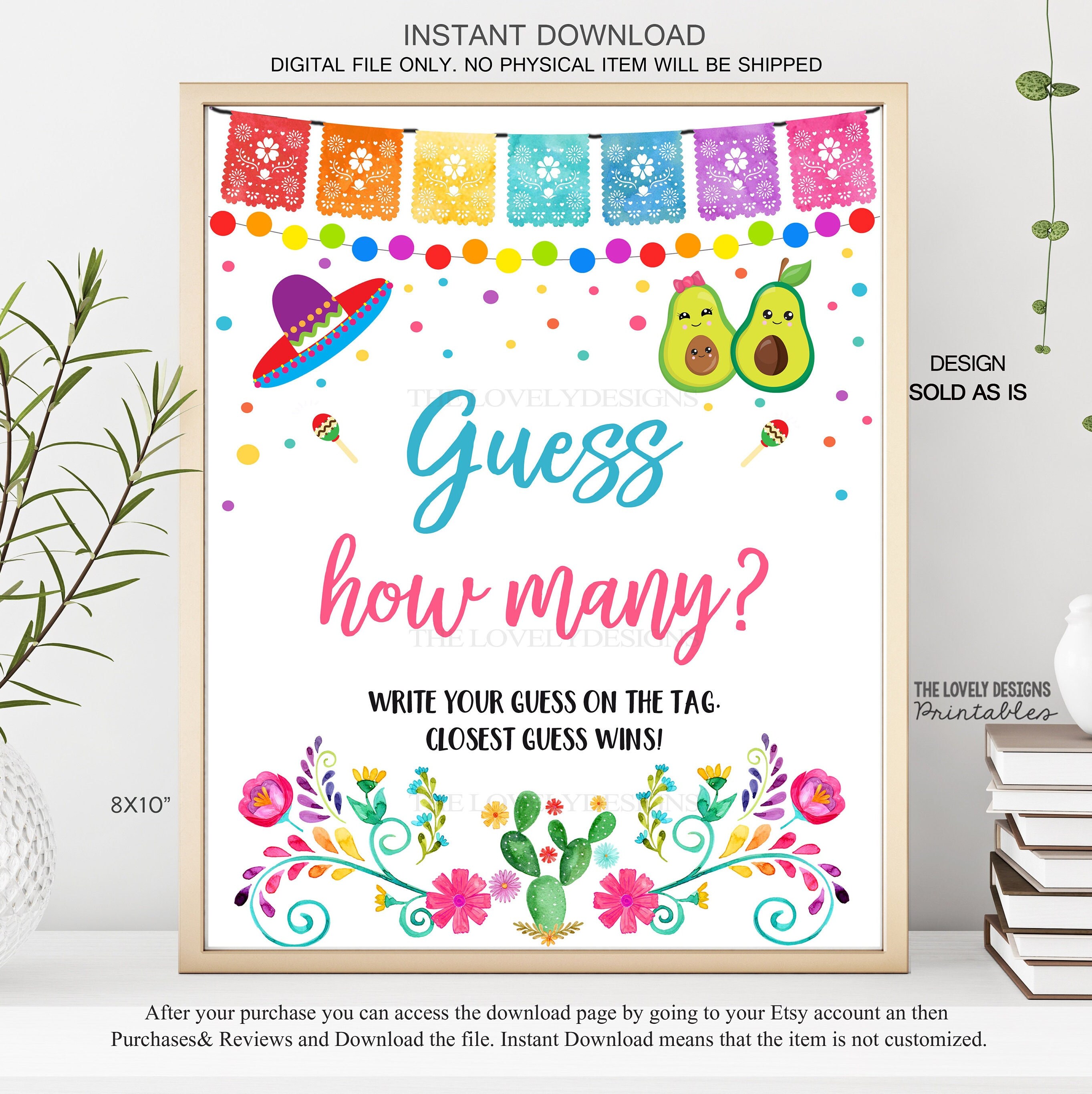 Quess How Many Sign Guess How Many Sign and Tags Fiesta Baby Shower Señor or Señorita ...