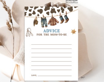 Cowboy Baby Shower Advice Card: Western Theme (Digital Download)