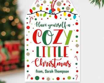 Offrez-vous une petite étiquette de Noël douillette, cadeau secret des fêtes, Père Noël, couverture duveteuse, chaussettes, écharpe, mitaines, gants, personnel, prise de force, enseignant, imprimable