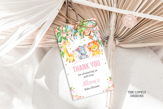 EDITABLE Jungle Favor Tag Jungle Girl Baby Shower Gift Tag - Etsy