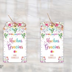EDITABLE Fiesta Muchas Gracias Favor Tag Fiesta Birthday Party Gift ...