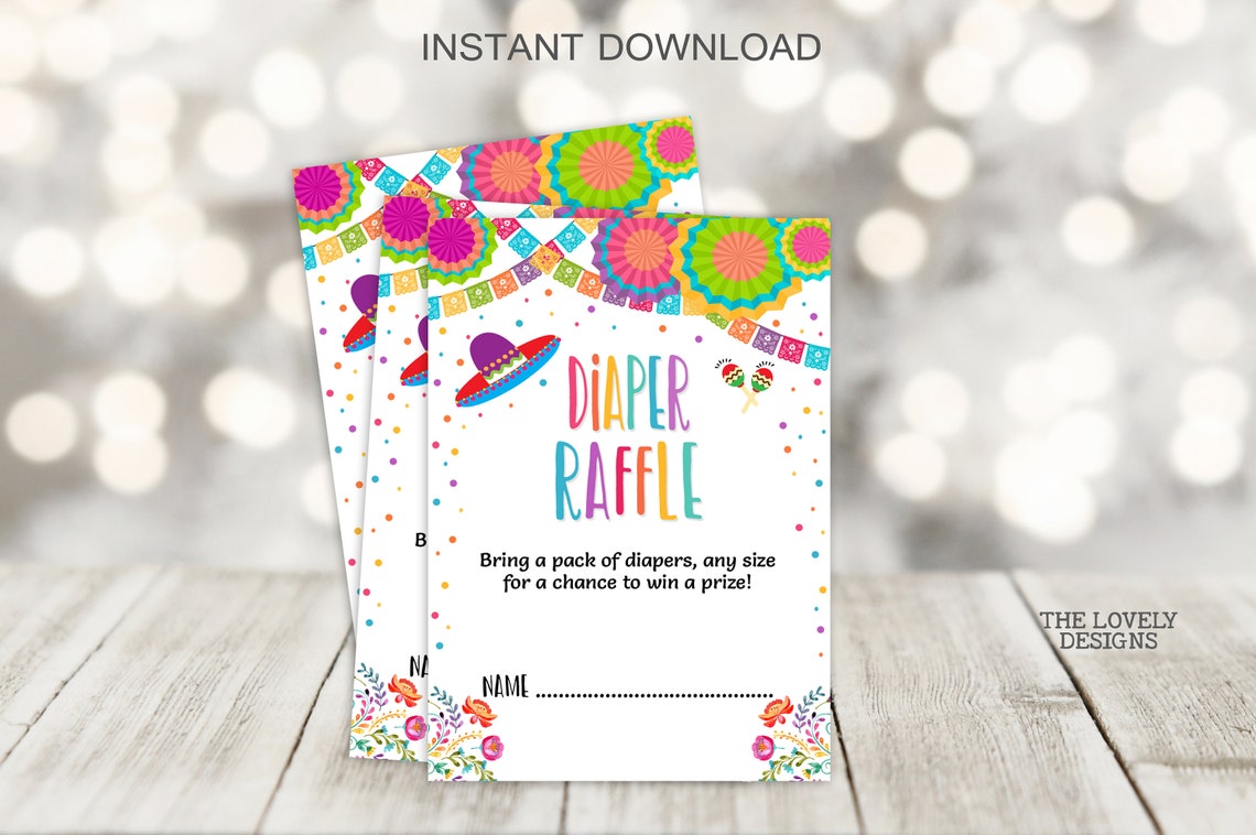 Fiesta Diaper Raffle Tickets Fiesta Baby Shower Diaper Raffle - Etsy