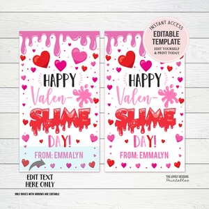 Printable Valen Valentine's Day Slime Tag Valentine Slime Non Candy Valentines Gift Tag ...