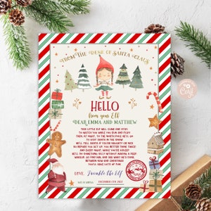Carta de primera llegada de elfo EDITABLE Carta de llegada de la primera elfa Cartas de regreso de elfo Elfo de Navidad de Santa Claus Estoy de regreso DESCARGAR IMPRIMIBLE