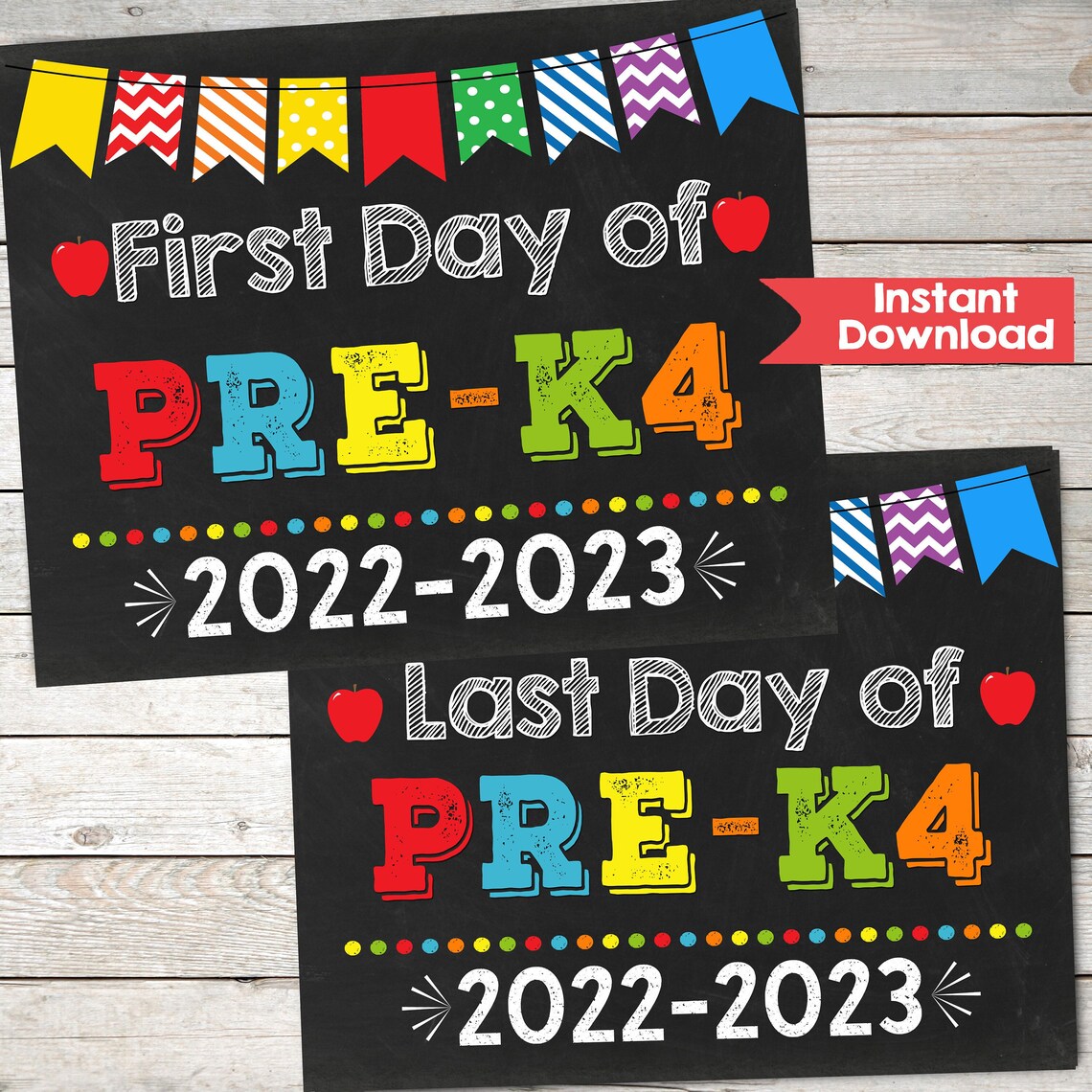First Day of PRE K4 and Last Day of Pre K4 Chalkboard Sign Etsy