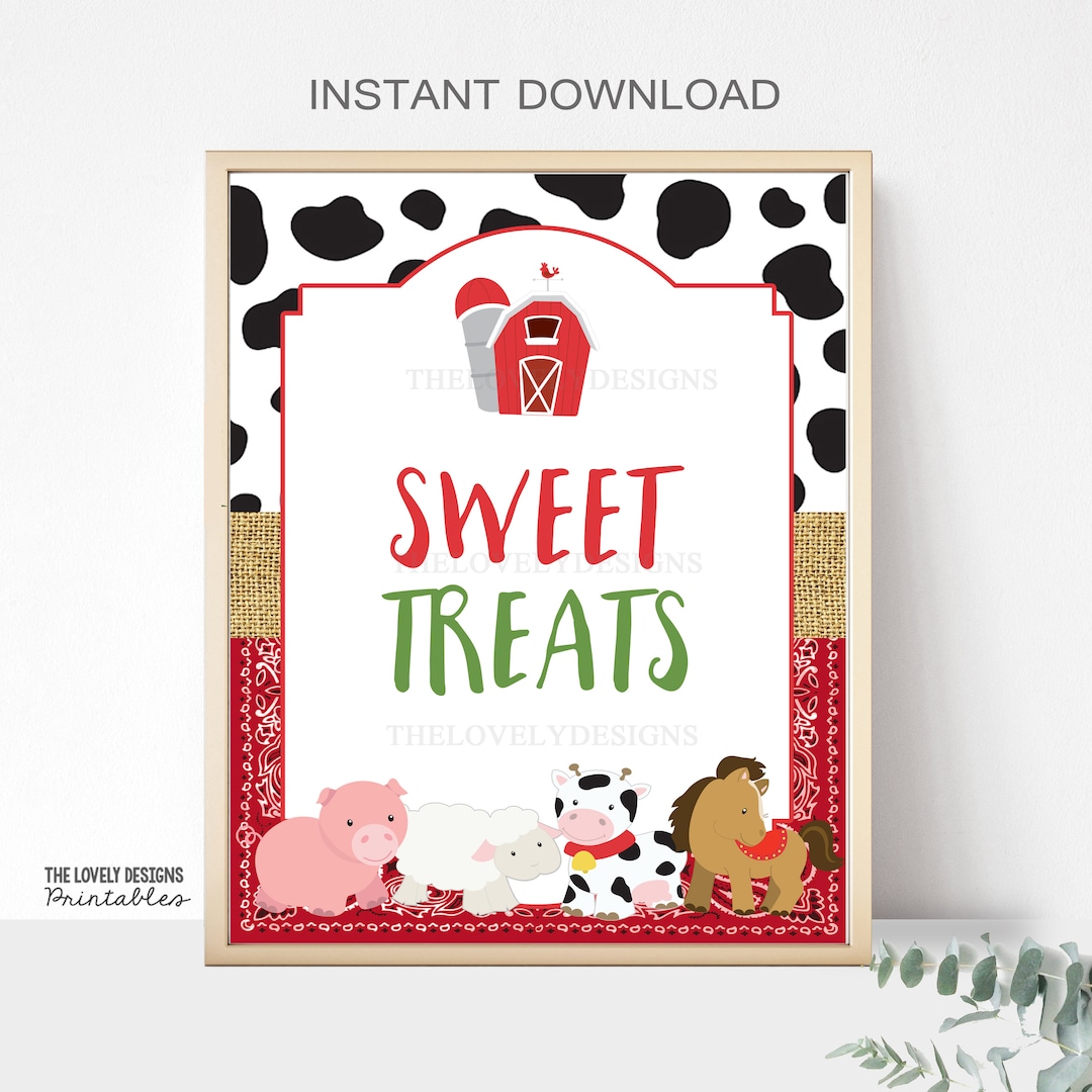 Farm Sweet Treats Sign: Barnyard Birthday Party Decor (digital Download ...