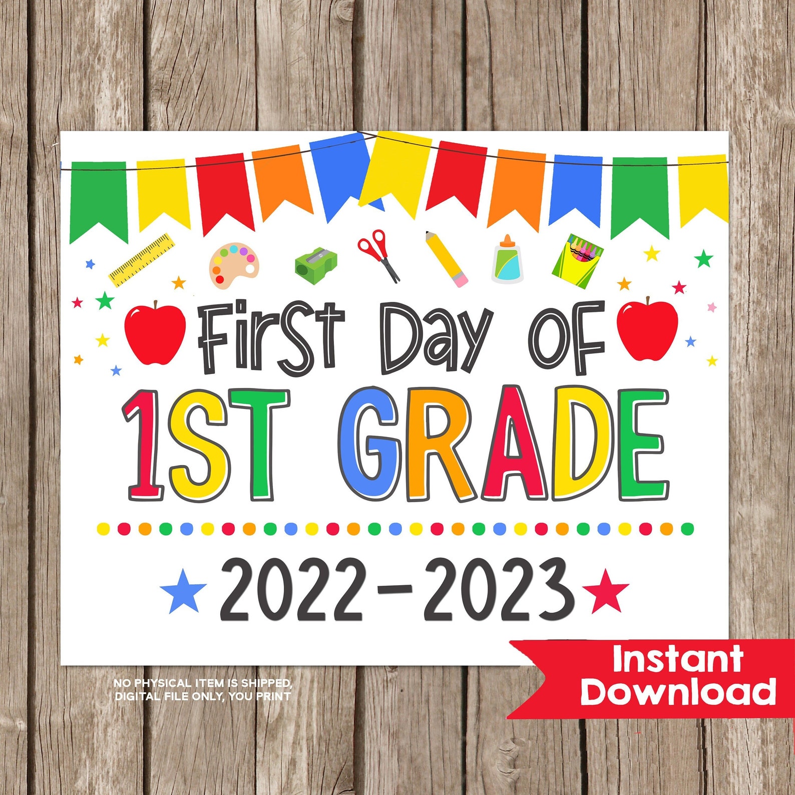 First Day of 1st Grade Sign Printable INSTANT DOWNLOAD Photo - Etsy