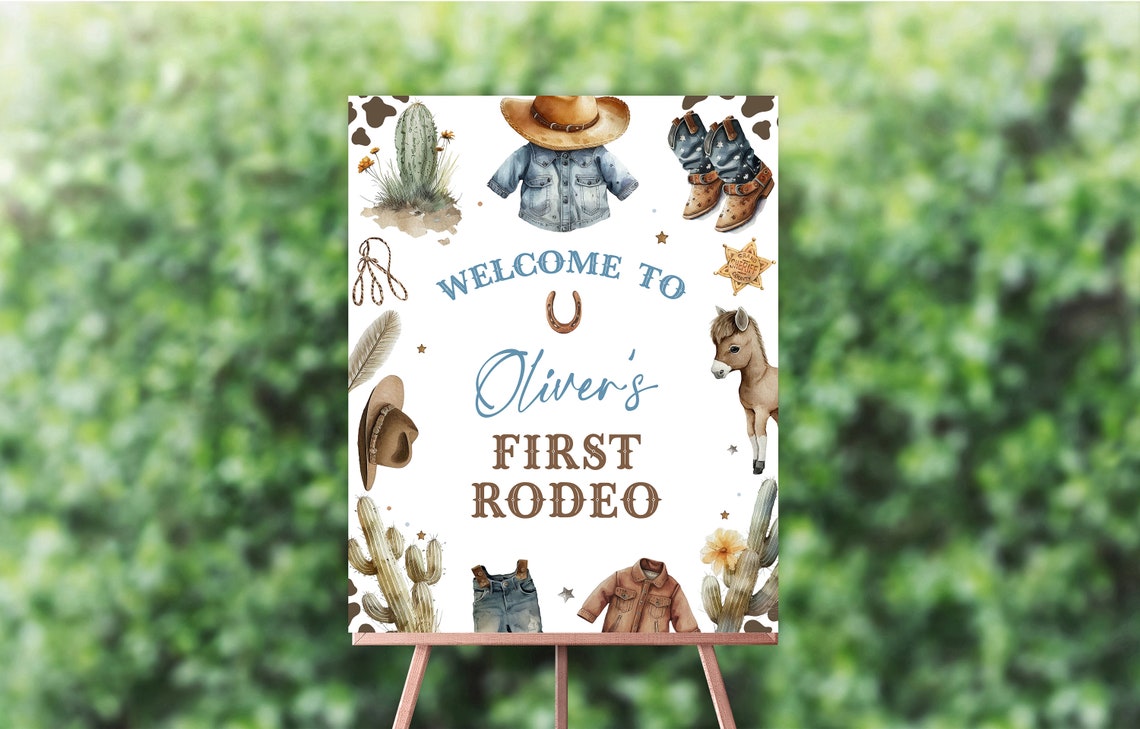 Cowboy Rodeo Birthday Welcome Sign Country Western Wild West Horse ...