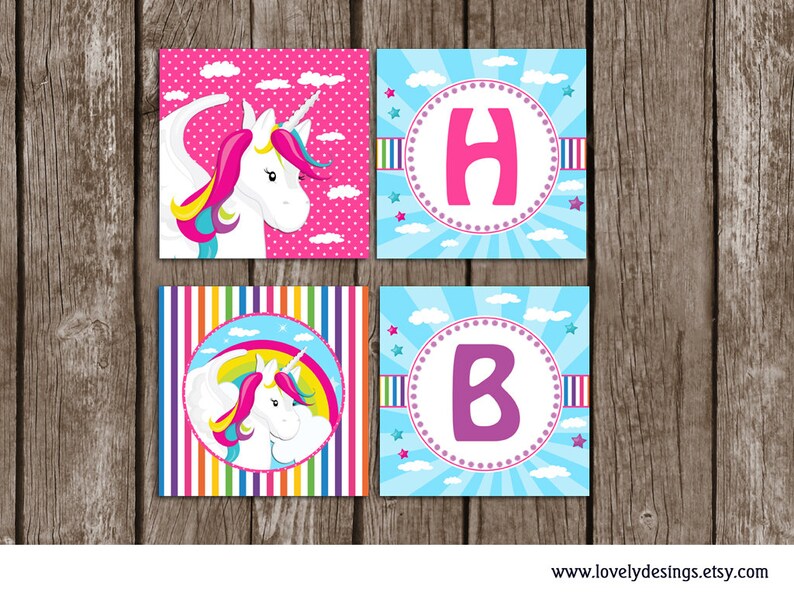 unicorn rainbow banner instant download unicorn birthday etsy