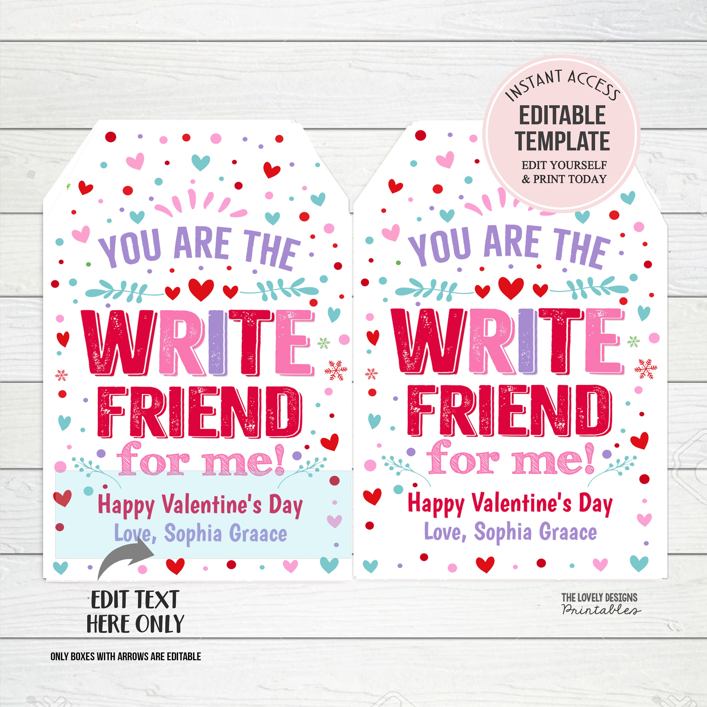 Valentine' S Day Pencil Gift Tags You're the Write Friend for Me Tag ...