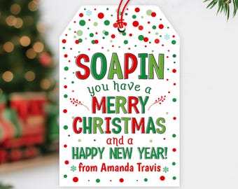 Soapin you have a Merry Christmas Tags Feestdag Zeep Cadeau Waardering Handzeep Leraar Collega School Personeel Uitwisseling Cadeau Geheime kerstman