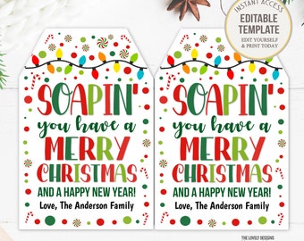 Soapin you have a Merry Christmas Tags Feestdag Zeep Cadeau Waardering Handzeep Leraar Collega School Personeel Uitwisseling Cadeau Geheime kerstman