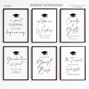 Graduation Party Table Signs Bundle INSTANT DOWNLOAD Printable Graduation Signs Decor High School College Graduation Party Buffet Sign 2026
