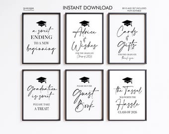 Graduation Party Table Signs Bundle INSTANT DOWNLOAD Printable Graduation Signs Decor High School College Graduation Party Buffet Sign 2026