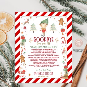 Carta de despedida de elfo EDITÁVEL Carta de despedida de seu elfo Carta de elfo de Natal Carta de elfo vermelho Papai Noel Carta de menino elfo para impressão DOWNLOAD