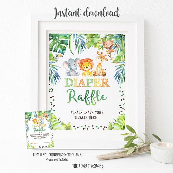 Jungle Diaper Raffle Sign and Tickets Jungle Gold Baby | Etsy