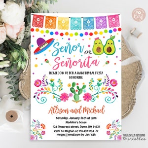 Señor Or Señorita Gender Reveal Baby Shower Invitation Gender Reveal Fiesta Mexican Baby Shower, Gender Reveal INSTANT Editable DOWNLOAD FGR