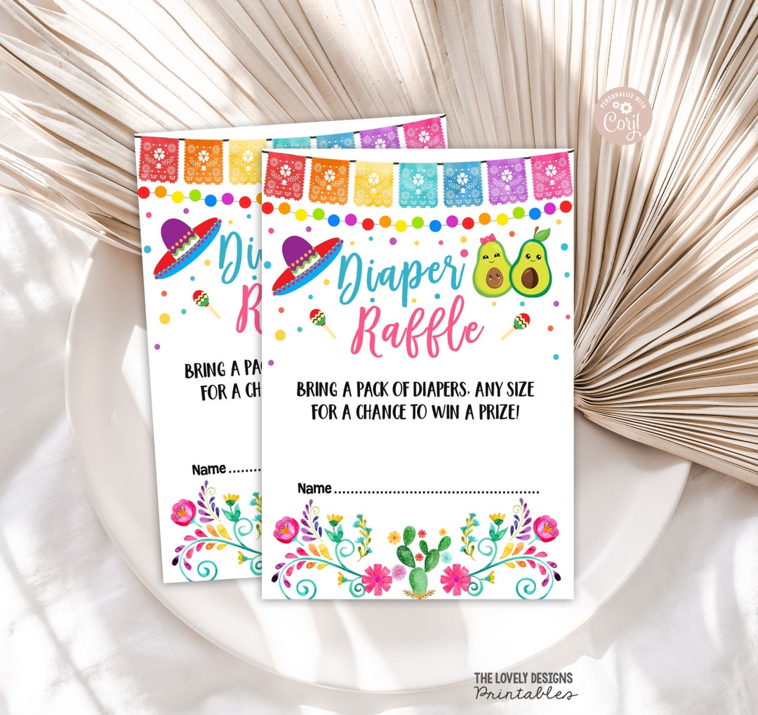 Diaper Raffle Tickets Editable Fiesta Baby Shower Activity Fiesta Señor ...