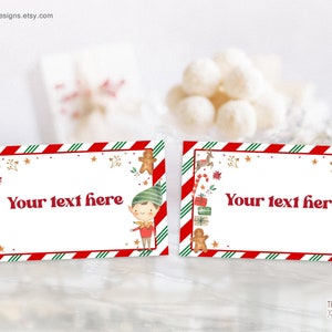 EDITABLE Christmas Place Cards Template Holiday Card Dinner Table Seating Tent Fold Card Folding Buffet Elf Food Labels PRINTABLE DOWNLOAD