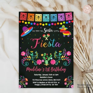 Fiesta Invitation EDITABLE Invitation Fiesta Birthday Chalkboard Invitation Mexican Invite Cinco de Mayo Digital File PRINTABLE DOWNLOAD
