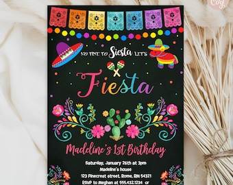 Fiesta Invitation EDITABLE Invitation Fiesta Birthday Chalkboard Invitation Mexican Invite Cinco de Mayo Digital File PRINTABLE DOWNLOAD