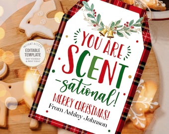 Eres una persona con un aroma sensacional. Etiqueta de regalo navideño. Vela de popurrí hecha a mano. Regalo navideño para el personal. Agradecimiento a los profesores. Asociación de Padres y Maestros. Aceites esenciales para el baño. Editable.
