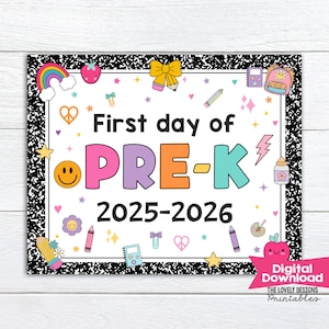 First Day of Pre-K Sign: Chalkboard Photo Prop (Digital Download)