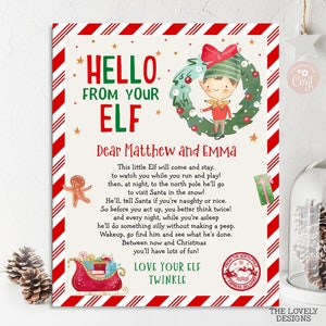 BEWERKBARE Elf Hello Letter Elf First Arrival Letter Elf Return Hallo van je elf, ik ben terug Kerstbrief van de kerstman AFDRUKBARE DOWNLOAD