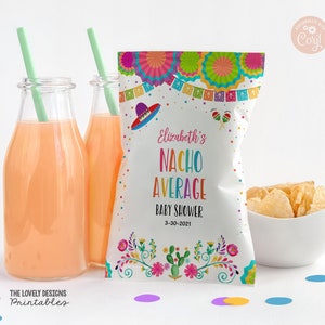 EDITABLE Fiesta Chip Bag Wrapper Nacho Average Fiesta Baby Shower Fiesta Mexican Favor Bag Snacks Flag Colors Labels PRINTABLE DOWNLOAD FFC7
